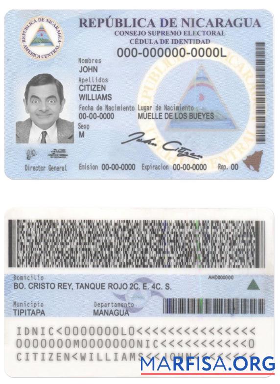 Printable Nicaragua Identity download for verification